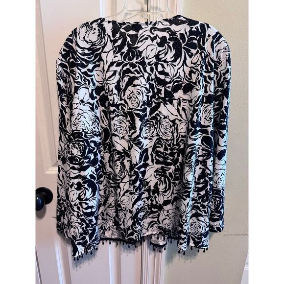 MSK Women's 2 Piece Tank Jacket Black White Floral Sequin Beaded Plus Sz. 3X - Picture 12 of 14